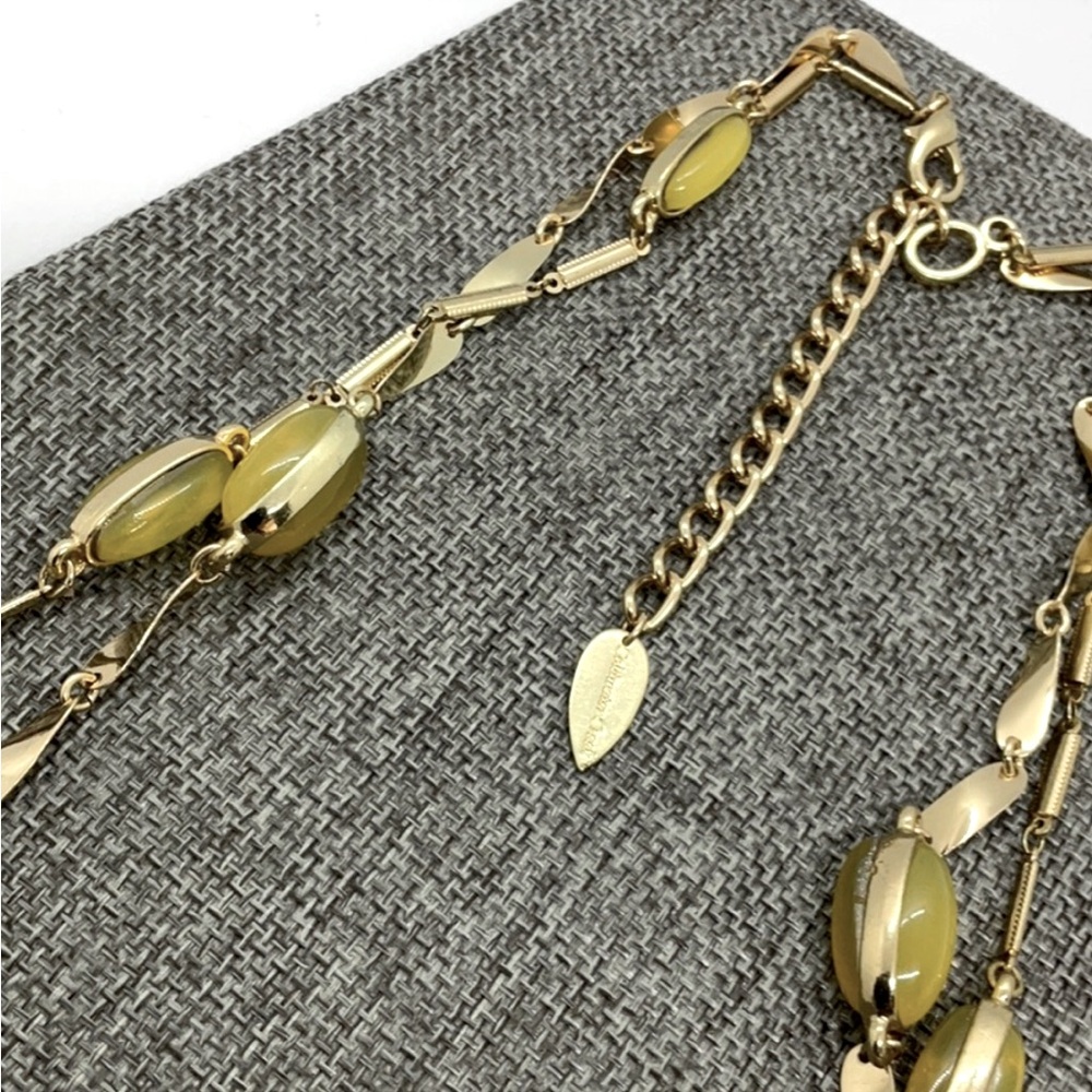 πΈ3/$25 Coldwater Creek Double Strand Layered Citrine Cabochon Gold Necklace - Picture 3 of 13